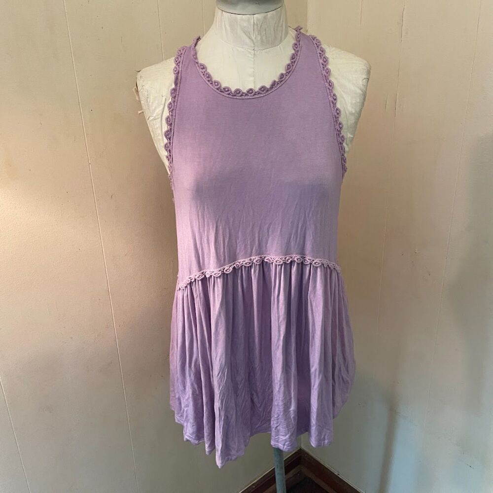POL BABYDOLL  TOP Racerback Lavender Jersey M Nwot